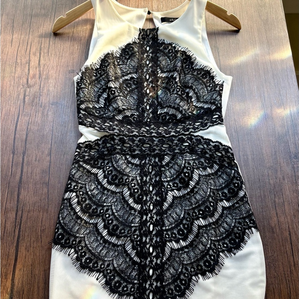 Black and white lace dress